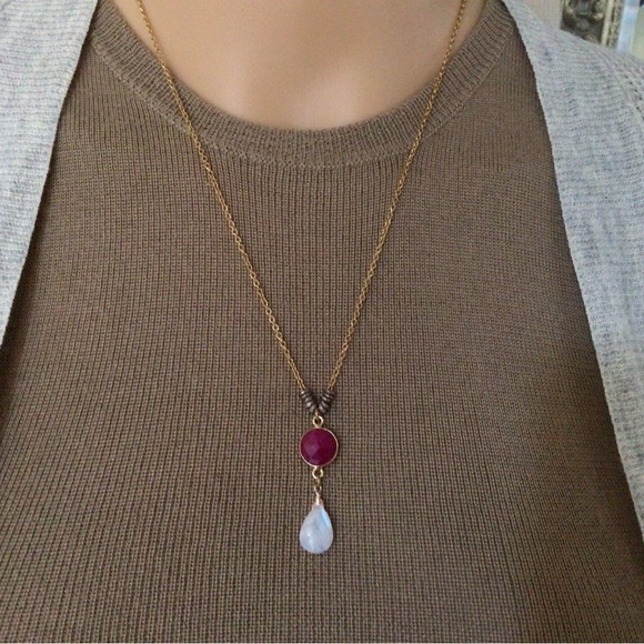 Sundance charm Ruby Moonstone necklace - Picture 8 of 9